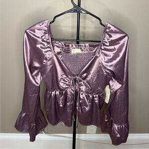 Altar'd State Purple Satin Blouse